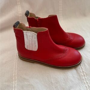 NWOT Mini Boden Chelsea Red Boots Size 34 Red Leather Zip Up